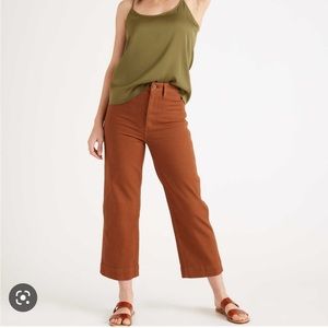 Quince cotton twill leg wide crop pant- NWT